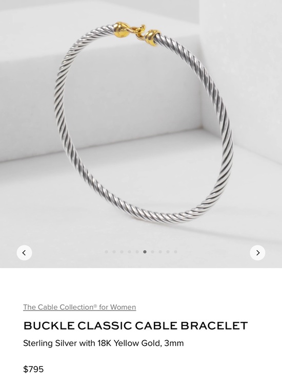 David Yurman Jewelry - David Yurman Sterling Silver and 18K Yellow Gold Cable Bracelet 3mm Large